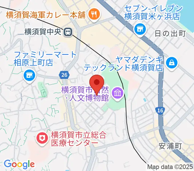 横須賀市文化会館の地図