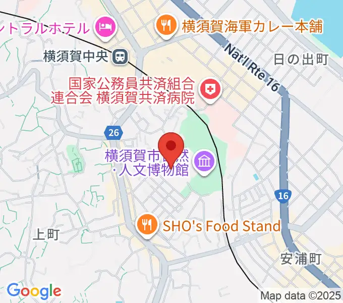 横須賀市文化会館の地図
