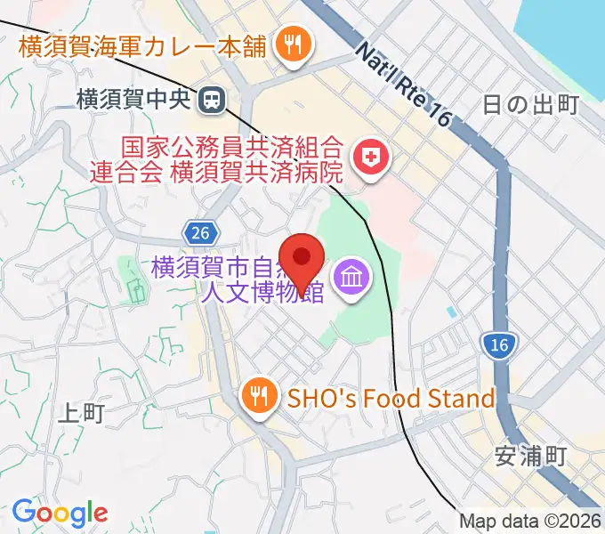 横須賀市文化会館の地図