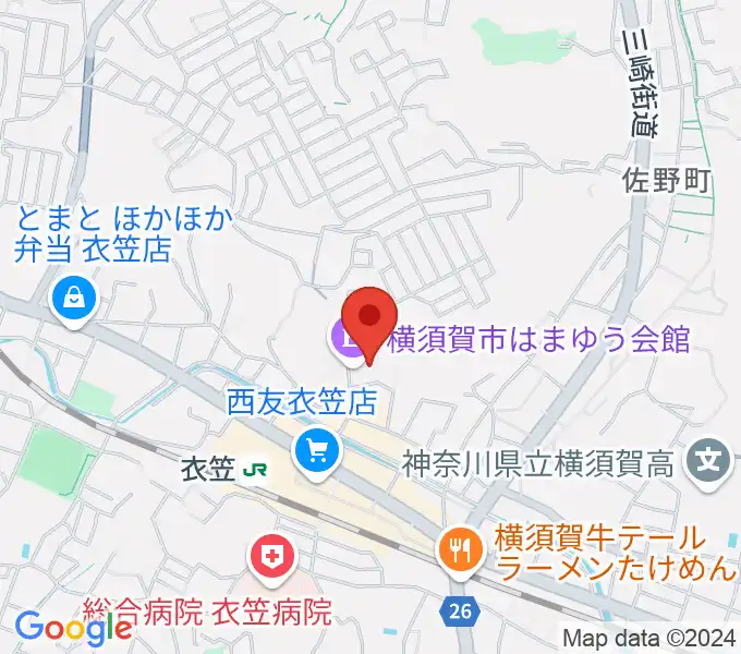 横須賀市はまゆう会館の地図