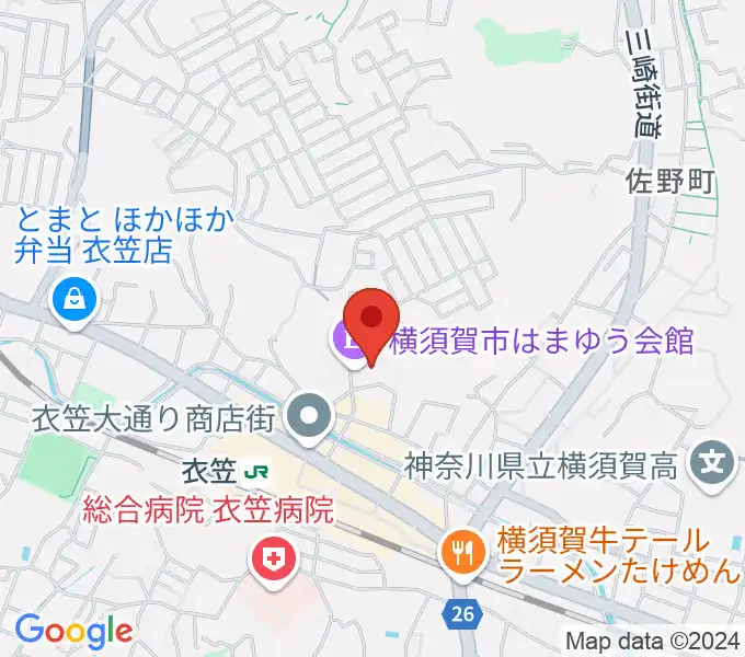 横須賀市はまゆう会館の地図