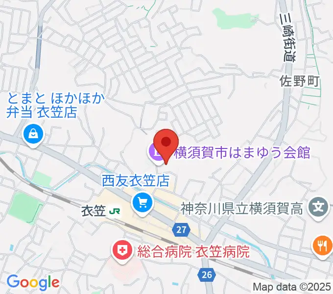 横須賀市はまゆう会館の地図