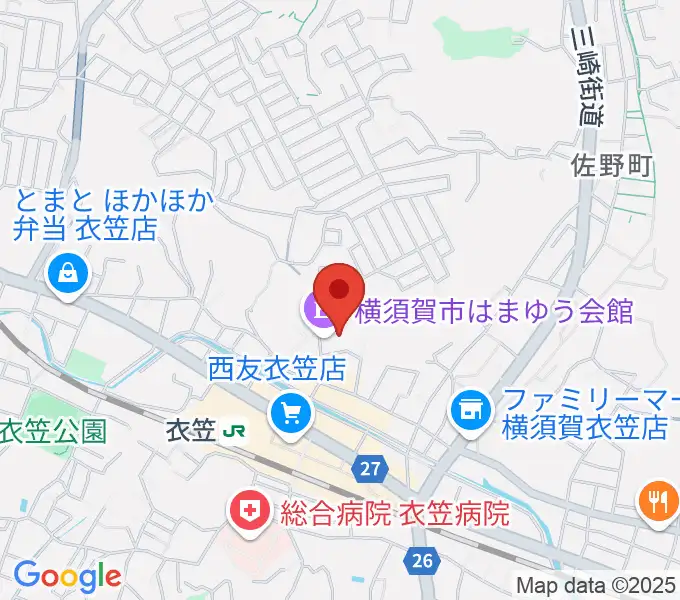 横須賀市はまゆう会館の地図