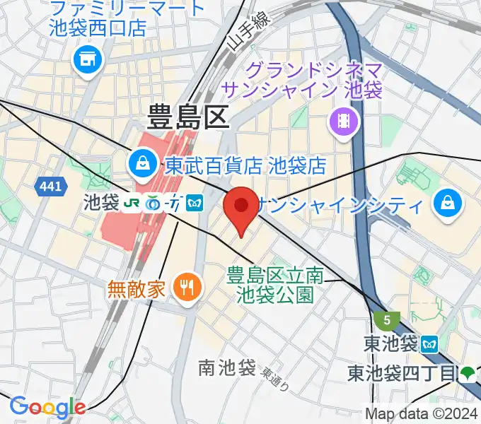 クロサワ楽器池袋店 エレキ本館の地図