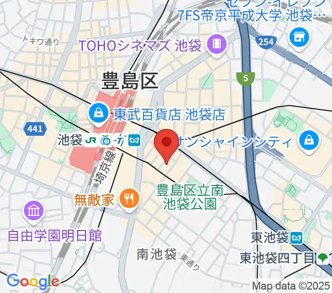 クロサワ楽器池袋店 エレキ本館の地図