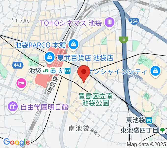 クロサワ楽器池袋店 エレキ本館の地図