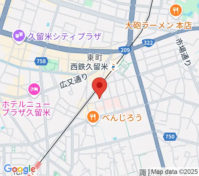 木下楽器店クルメセンターの地図