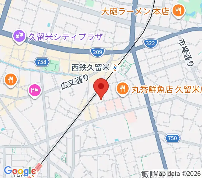 木下楽器店クルメセンターの地図