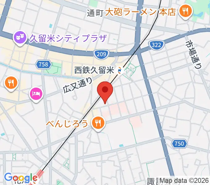 木下楽器店クルメセンターの地図