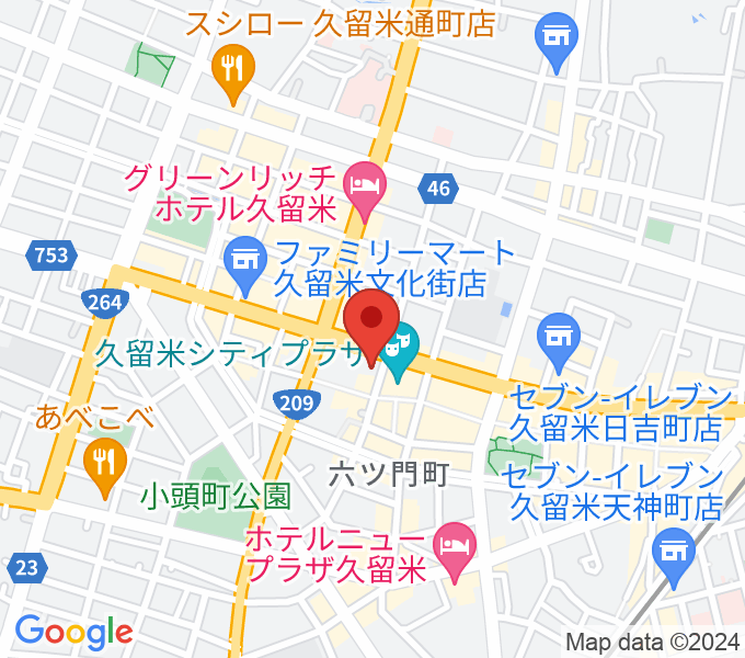 小川楽器久留米シティプラザ店スタジオの場所