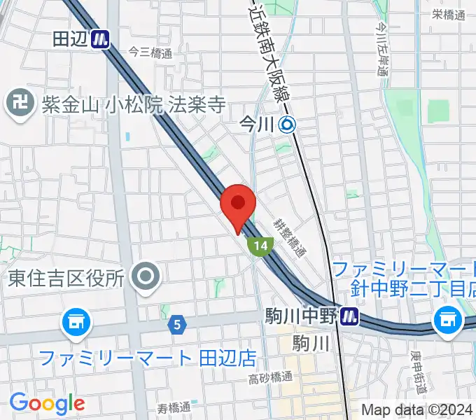 ナガイミュージックスタジオの地図