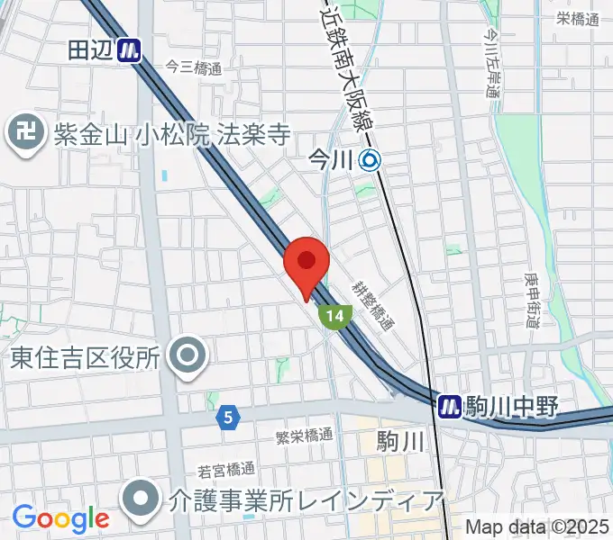 ナガイミュージックスタジオの地図