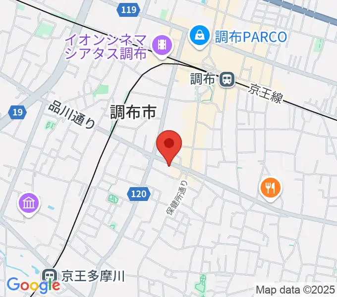 ピアノ百貨調布店の地図