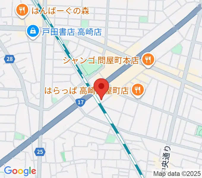 輸入ピアノセンター高崎の地図