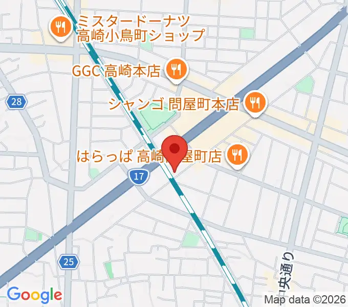 輸入ピアノセンター高崎の地図