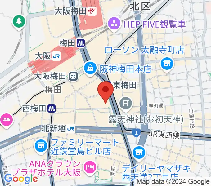 クロサワバイオリン大阪梅田店の地図