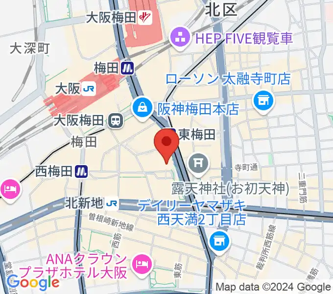 クロサワバイオリン大阪梅田店の地図