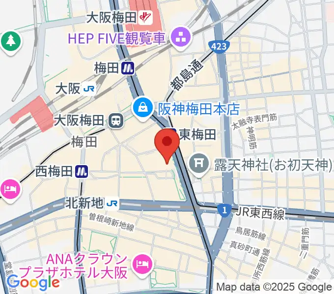 クロサワバイオリン大阪梅田店の地図
