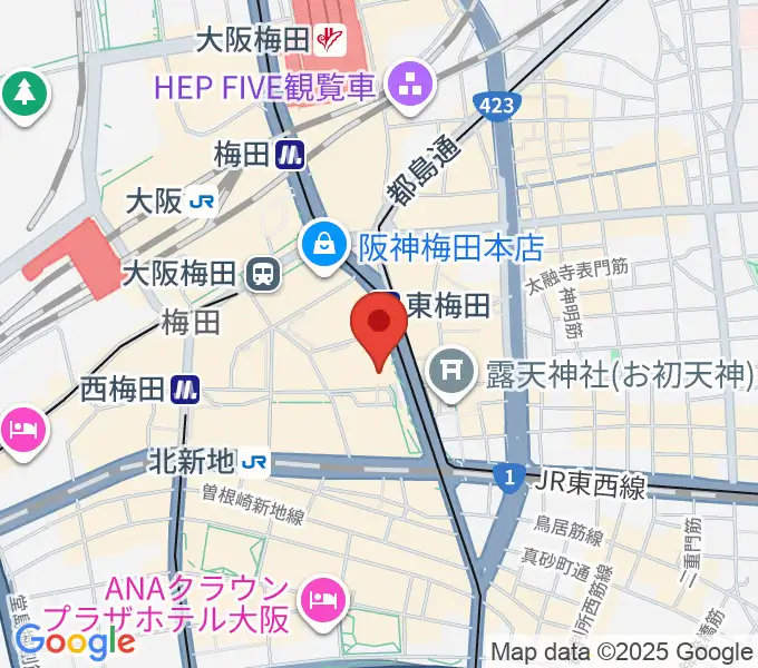 クロサワバイオリン大阪梅田店の地図
