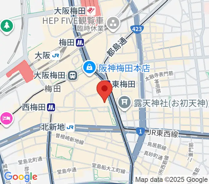 クロサワバイオリン大阪梅田店の地図
