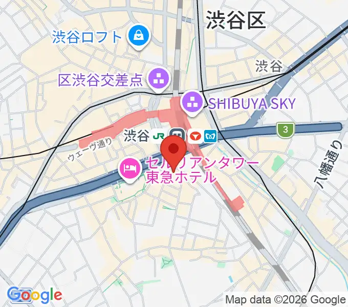 [移転] イケベ楽器店グランディ＆ジャングル 渋谷桜丘町の地図