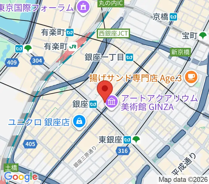 山野楽器 銀座本店の地図