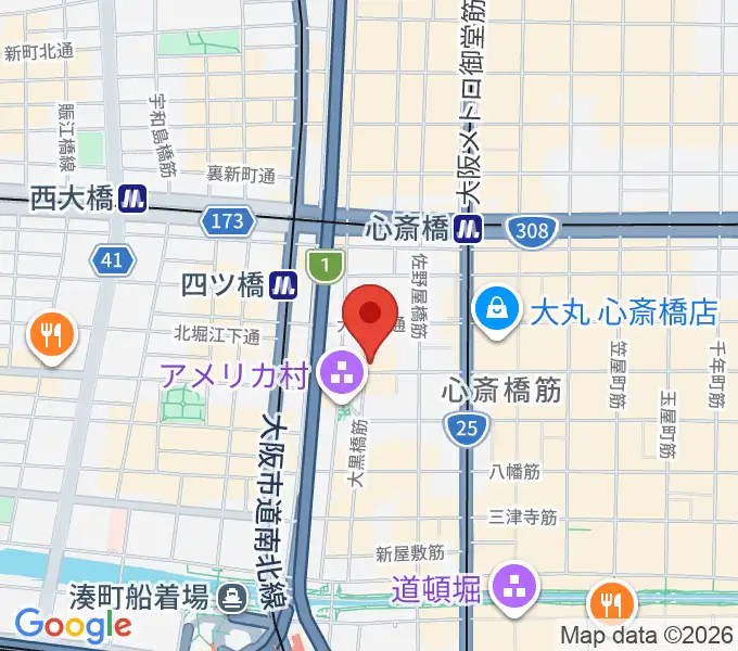 イケベ楽器店プレミアムギターズの地図
