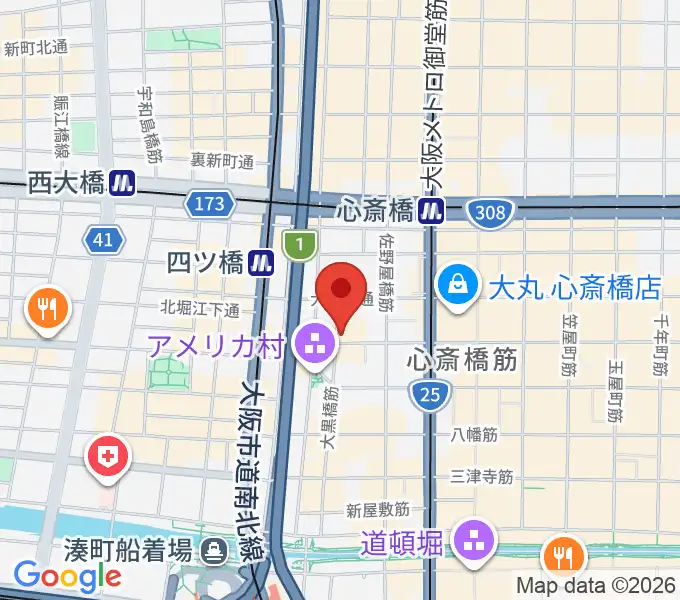 イケベ楽器店プレミアムギターズの地図