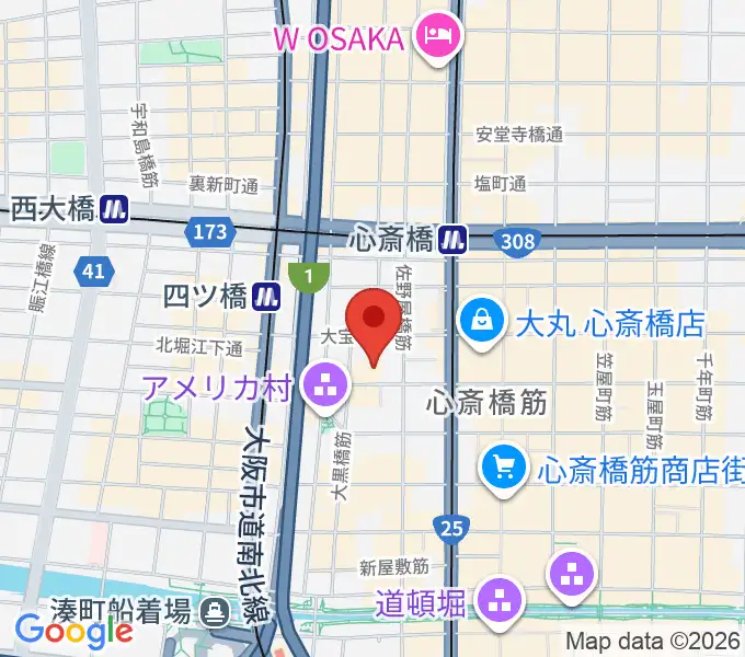 イシバシ楽器 心斎橋店の地図