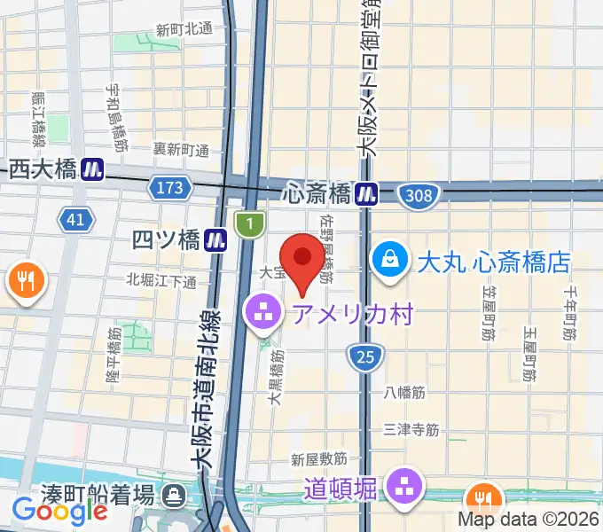 イシバシ楽器 心斎橋店の地図