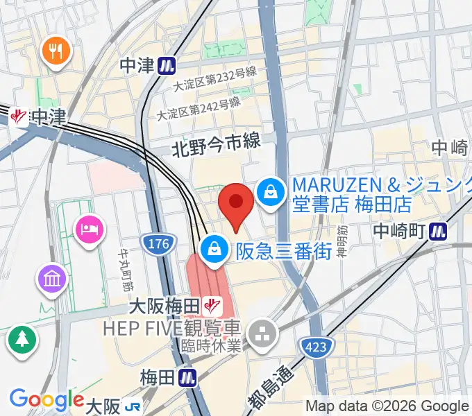 イシバシ楽器 梅田店の地図