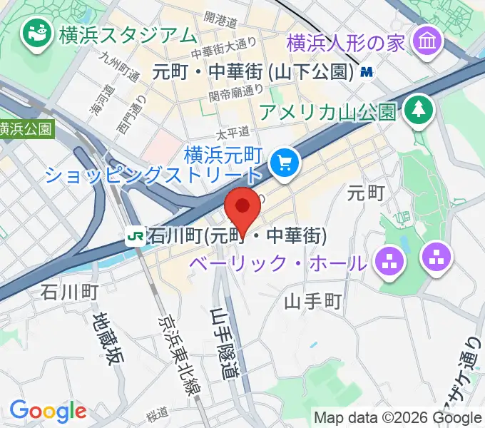 元町弦楽器 LA CANTINAの地図