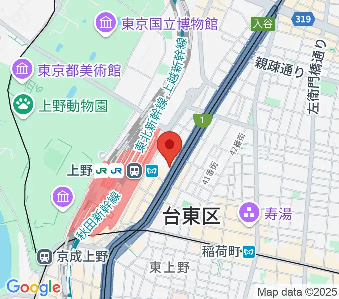 シアーミュージック 上野校の地図