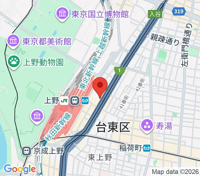 シアーミュージック 上野校の地図