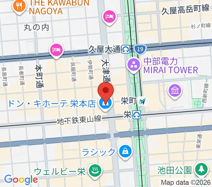 シアーミュージック 栄校の地図