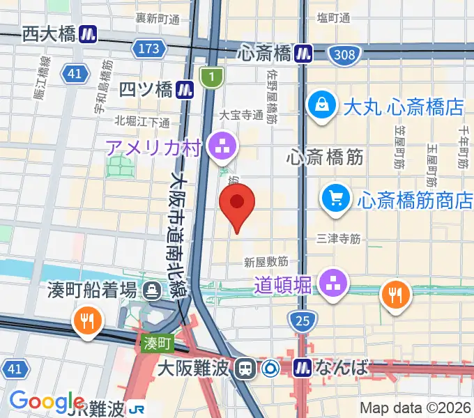 シアーミュージック なんば校の地図