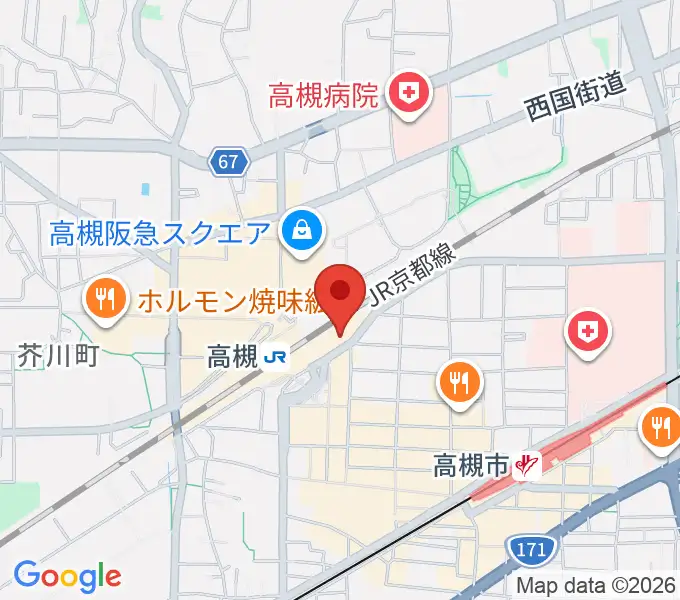 クロスパル高槻の地図