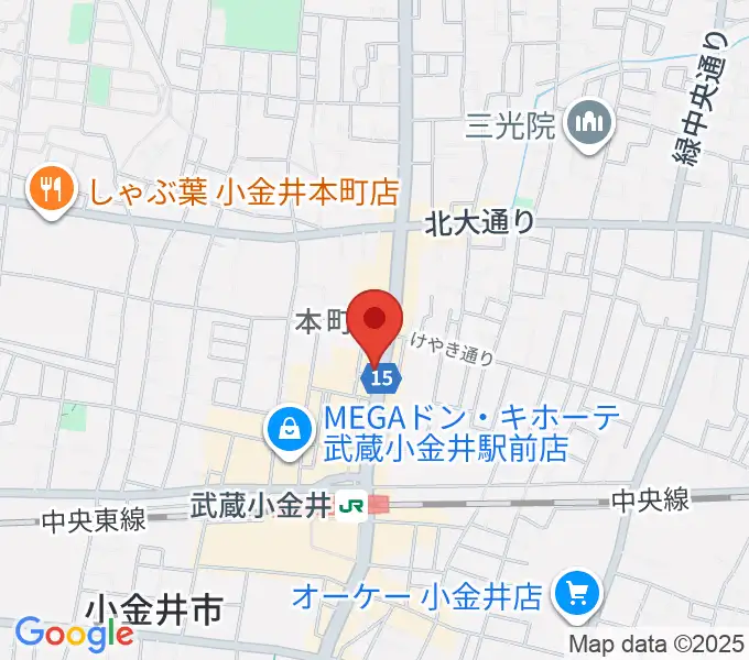 宮地楽器 小金井店の地図