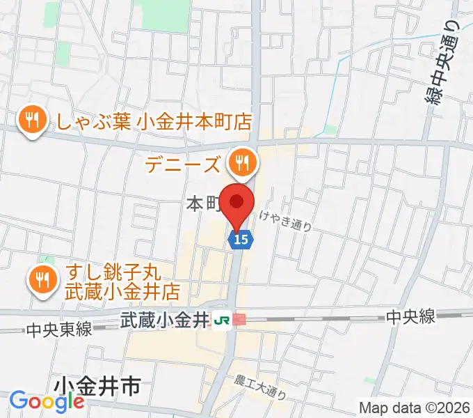 宮地楽器 小金井店の地図
