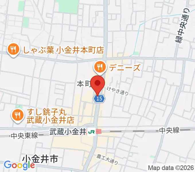 宮地楽器 小金井店の地図