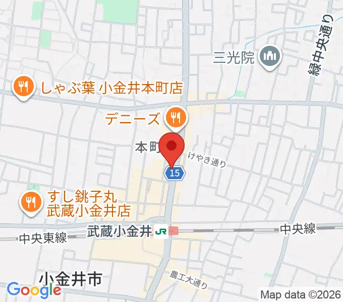 宮地楽器 小金井店の地図