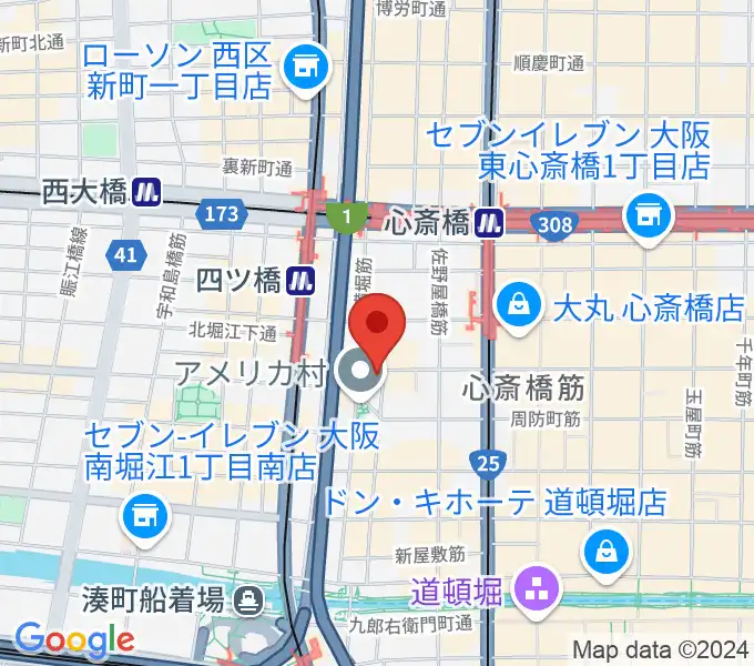 三木楽器アメリカ村店の地図