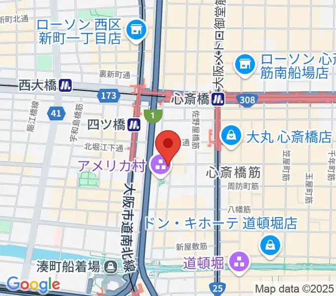 三木楽器アメリカ村店の地図