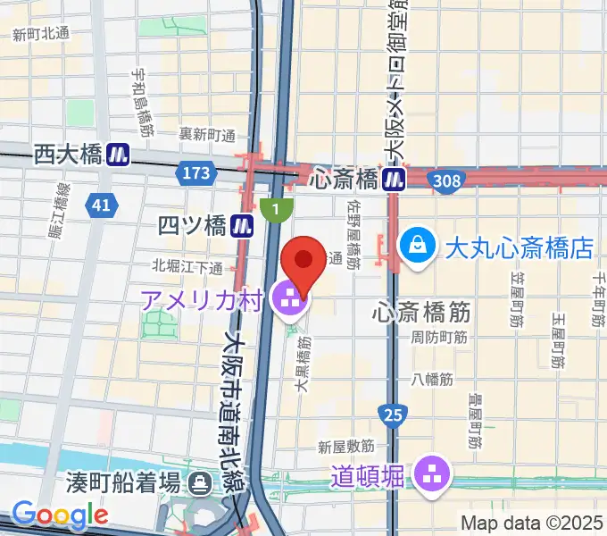 三木楽器アメリカ村店の地図