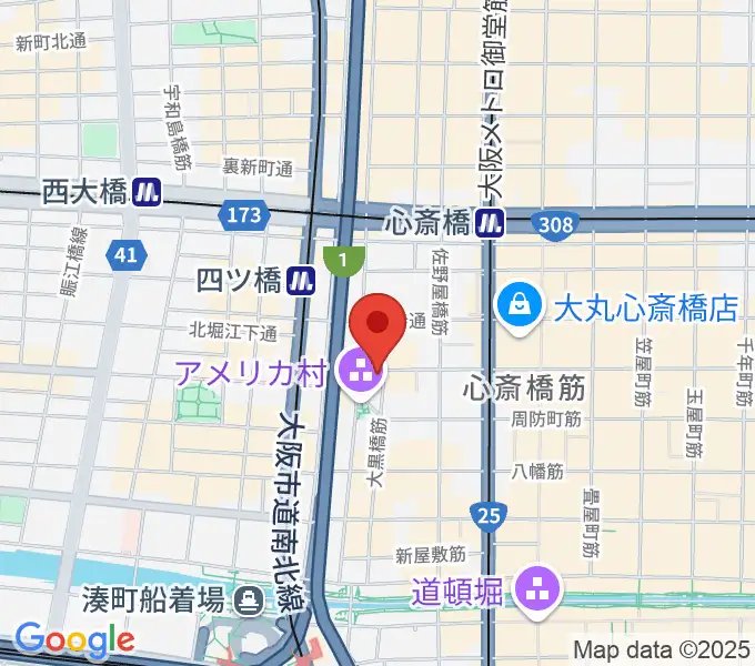 三木楽器アメリカ村店の地図