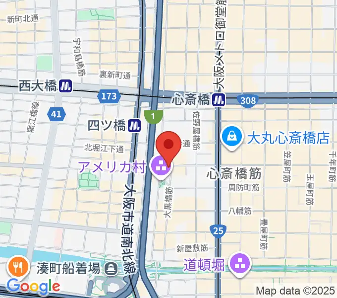 三木楽器アメリカ村店の地図