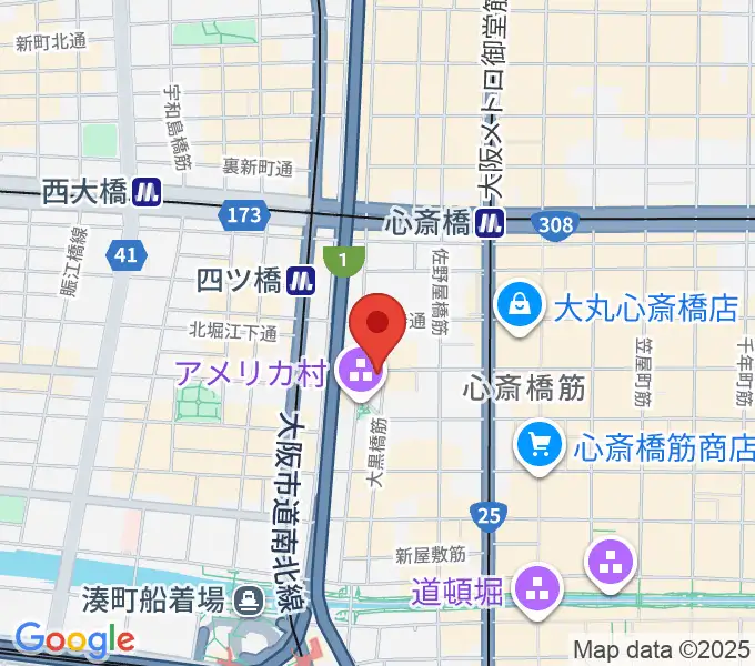 三木楽器アメリカ村店の地図
