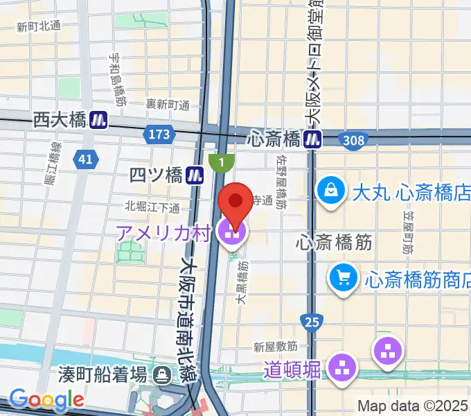 三木楽器アメリカ村店の地図