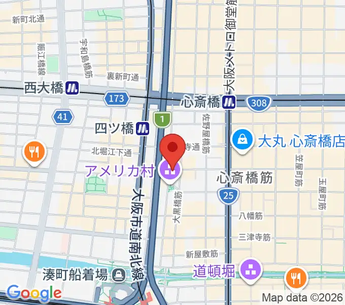 三木楽器アメリカ村店の地図