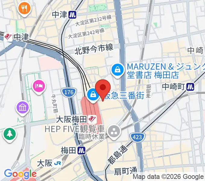 MIKIミュージックサロン梅田の地図